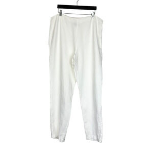 Eileen Fisher 100% Linen White Unlined Wide Leg Hidden Side Zip Pants Size XL